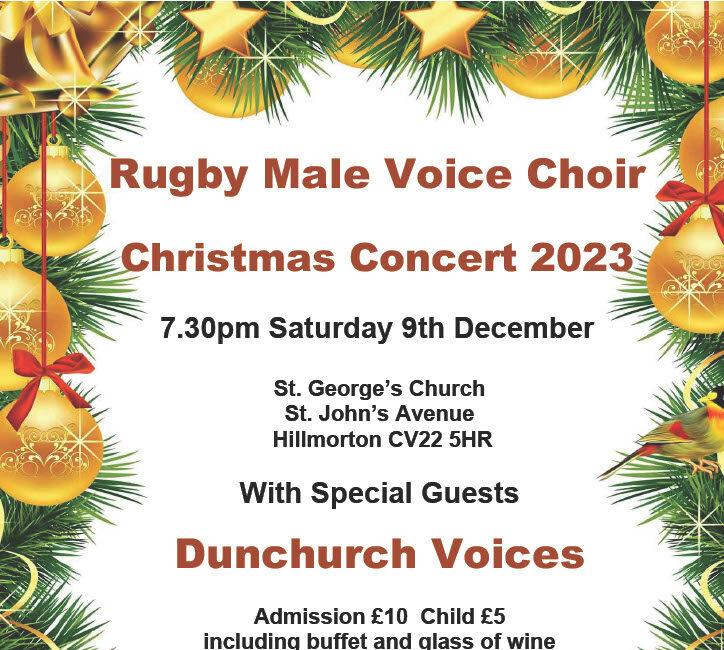 RMVC – Christmas Concert – Saturday 9th December – St George’s Church, Hillmorton